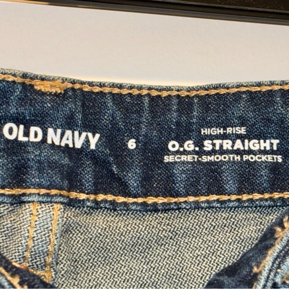 Old Navy Blue Denim High Rise O.G. Button Fly Straight Jeans Size 6 - Picture 5 of 15